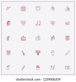 icon set about art with keywords cross bow, paint brush and compass with pen