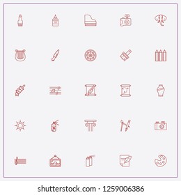 icon set about art with keywords sun, photo camera and color pencils