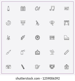 icon set about art with keywords cactus, color pencil and piano