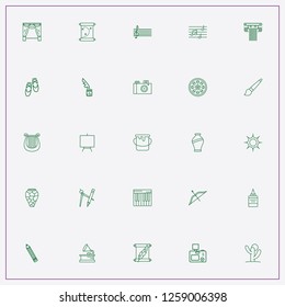 icon set about art with keywords scroll, photo camera and paint brush