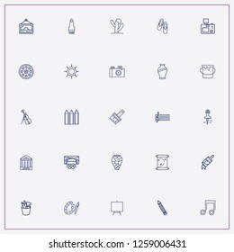 icon set about art with keywords color pencils, violin and vase