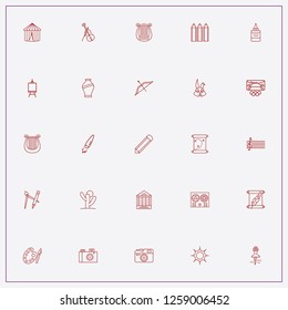icon set about art with keywords harp, palette and glue