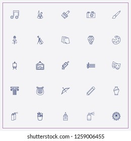 icon set about art with keywords harp, color pencil and easel