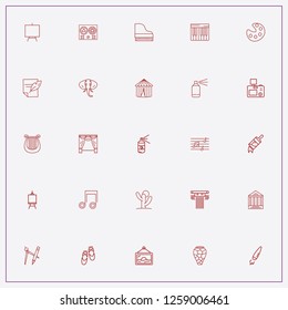 icon set about art with keywords theater, ballet shoes and elephant