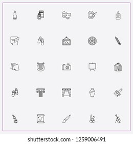 icon set about art with keywords photo camera, circus tent and vase