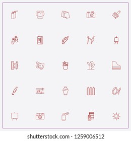 icon set about art with keywords color pencils, piano and brushes