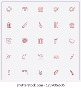 icon set about art with keywords piano keys, color pencil and cactus