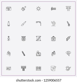 icon set about art with keywords sun, ballerina and paint brush