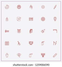 icon set about art with keywords brush, palette and ballet shoes