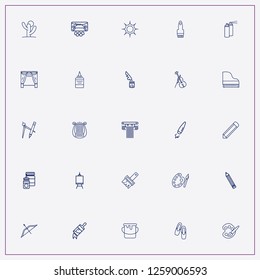 icon set about art with keywords painting brush, palette and violin