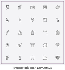 icon set about art with keywords ink pot, piano and brushes