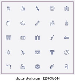 icon set about art with keywords sun, music note and color pencil
