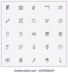icon set about art with keywords painting brush, palette and feather with paper