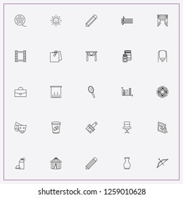 icon set about art with keywords nail, color pencil and portfolio