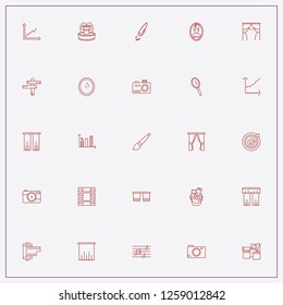 icon set about art with keywords bucket of paint with brushes, photo camera and graphic
