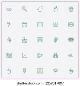 icon set about art with keywords chandelier, cup of coffee and circus tent
