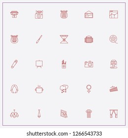 icon set about art with keywords pin, harp and graphics