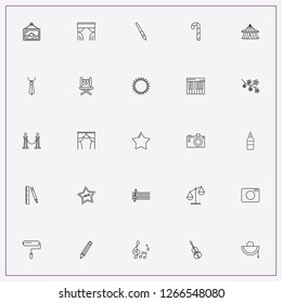 icon set about art with keywords cinema barrier, pencil and pendant