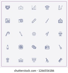 icon set about art with keywords camera lens, color pencil and photo camera