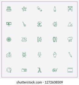 icon set about art with keywords coffin, guitar and graphic billboard
