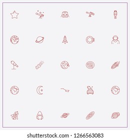 icon set about astronomy with  jupiter planet, saturn and crescent moon