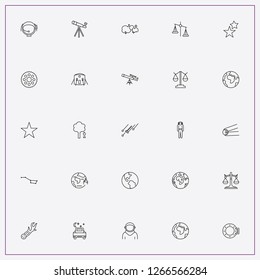 icon set about astronomy with keywords asteroid, earth disasters and stars