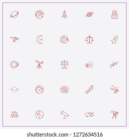 icon set about astronomy with keywords cloud with stars, cosmonaut and space ship