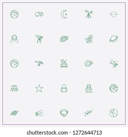 icon set about astronomy with keywords asteroid, jupiter planet and spacecraft