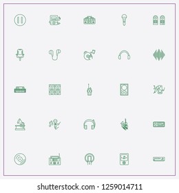 icon set about audio with keywords portable radio, video cassette player and synthesizer