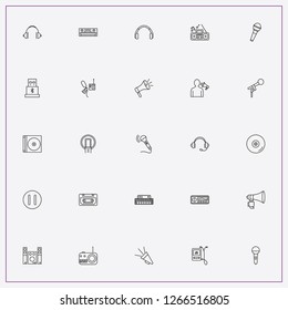 icon set about audio with keywords radio, loudspeaker call and microphone