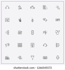 icon set about audio with keywords audio columns, retro player and microphone