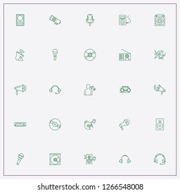 icon set about audio with keywords audio music column, headphone with microphone and loudspeaker column