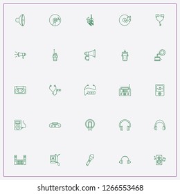 icon set about audio with keywords compact disk, loudspeaker column and radio player