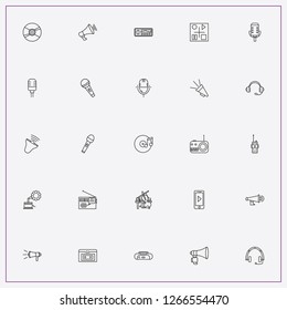 Icon Set About Audio With Keywords Car Stereo, Audio Cassette And Headphone