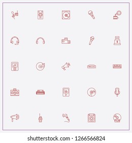 icon set about audio with keywords music column, video cassette player and podium