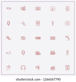 icon set about audio with keywords music plate, loudspeaker column and radio