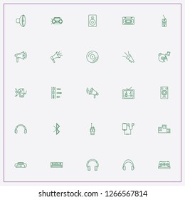 icon set about audio with keywords audio music column, headphone and portable radio