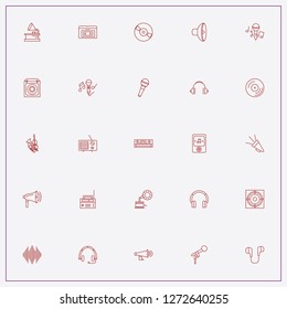 icon set about audio with keywords frequency of sound, headphone and earphones