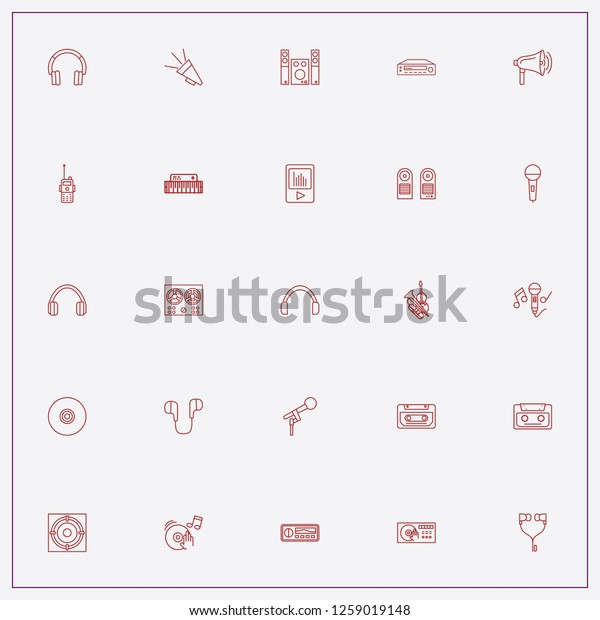 icon set about audio\
with keywords music instruments, computer loudspeaker columns and\
compact disk