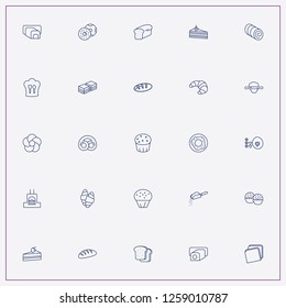icon set about bakery with keywords strawberry cake piece, cooker hat and cherry cake piece