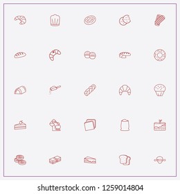 icon set about bakery with keywords cherry cake, roll out dough and honey cake piece