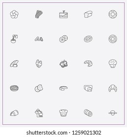 icon set about bakery with keywords bread roll, croissant and brownie