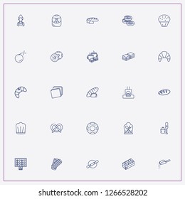 icon set about bakery with keywords flour, bread oven and cooker hat