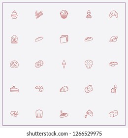 icon set about bakery with keywords candy cake, bread slice and rolling pin