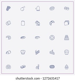 icon set about bakery with keywords croissant, bomb and cup cake
