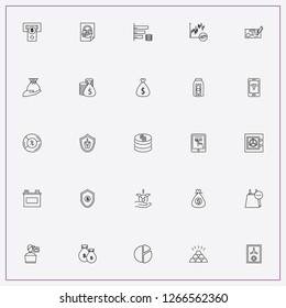 icon set about banking with  cash withdraw, data blocked and percentage