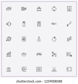 icon set about banking with keywords safe, money transfers and bank