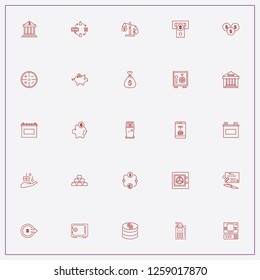 icon set about banking with keywords cash transfer, cash dispenser machine and safe