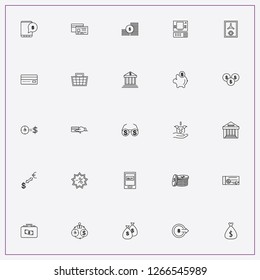 icon set about banking with keywords internet basket, bank and discount