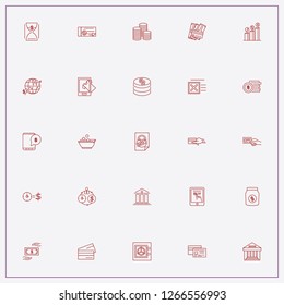 icon set about banking with keywords online purchase, currency growth and not approved
